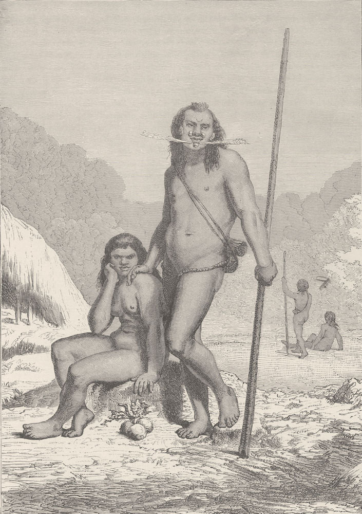 BRAZIL. Mayorunas Indians, from the Upper Amazon 1890 old antique print